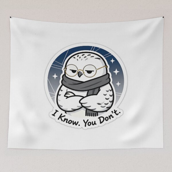 Item preview, Cool Snowy Owl Sticker I Know You Don't 3 designed and sold by HealthyEnvy.