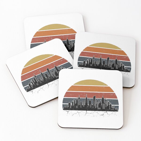 Item preview, Retro 80s City Skyline Sunset Vintage Cityscape designed and sold by JVDesignsShop.