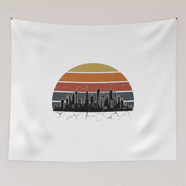 Item preview, Retro 80s City Skyline Sunset Vintage Cityscape designed and sold by JVDesignsShop.