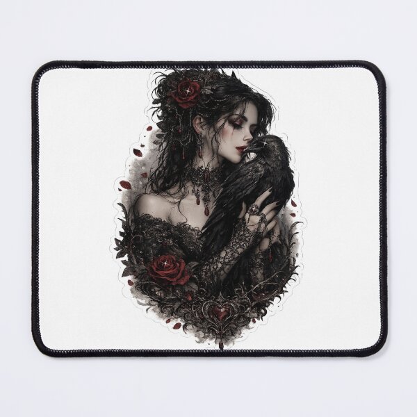 Item preview, Gothic Woman and Raven designed and sold by cabinet-occulte.