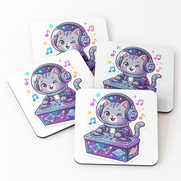 Item preview, Cute Galaxy DJ Cat Illustration designed and sold by bhaveshsticker.