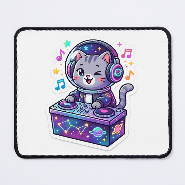 Item preview, Cute Galaxy DJ Cat Illustration designed and sold by bhaveshsticker.