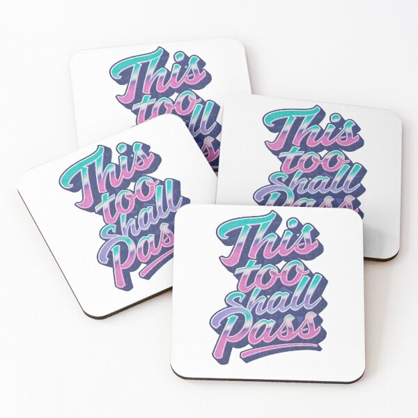 Item preview, This Too Shall Pass 80s Retro Neon Chrome Typography Poster With Pastel Gradient and Distressed Texture designed and sold by Thaweesap789.