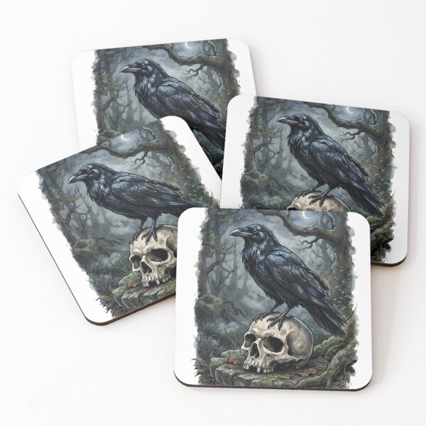 Item preview, Raven Corvus Corax Gothic Skull Moon Night designed and sold by RubisLeaf.
