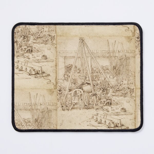 Item preview, A Scene in an Arsenal by Leonardo da Vinci: Renaissance engineering study poster designed and sold by artofuniverse.