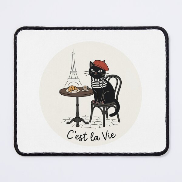 Item preview, Cute Paris Cat Sticker – C’est La Vie French Cafe Design designed and sold by ZYNORAworld.