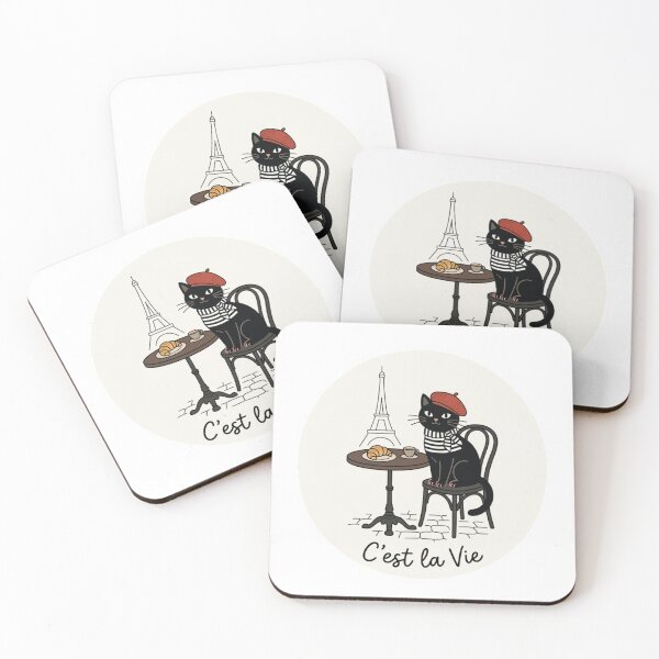 Item preview, Cute Paris Cat Sticker – C’est La Vie French Cafe Design designed and sold by ZYNORAworld.