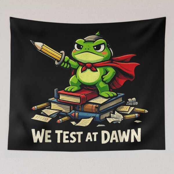 Item preview, We Test At Dawn Brave Warrior Frog Warrior Student Exam Motivation designed and sold by GalenoHenley.