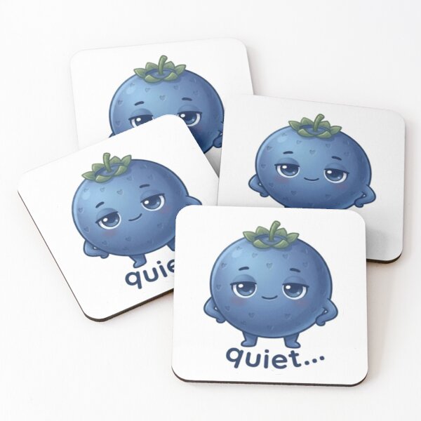Item preview, Blueberry “Quiet…” Kawaii Sticker – Calm Minimal Mood designed and sold by Dakochaaan.