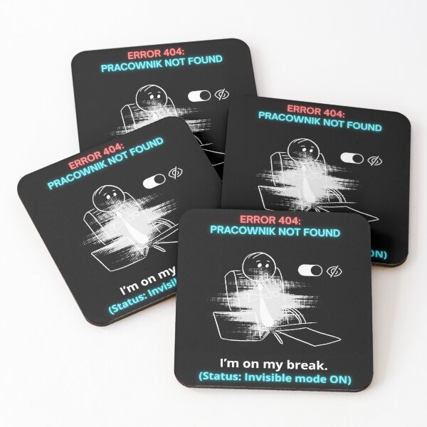 Item preview, Black ERROR 404 Pracownik Not Found - Funny Polinglish Office Humor Polish Gift designed and sold by VibePolinglish.