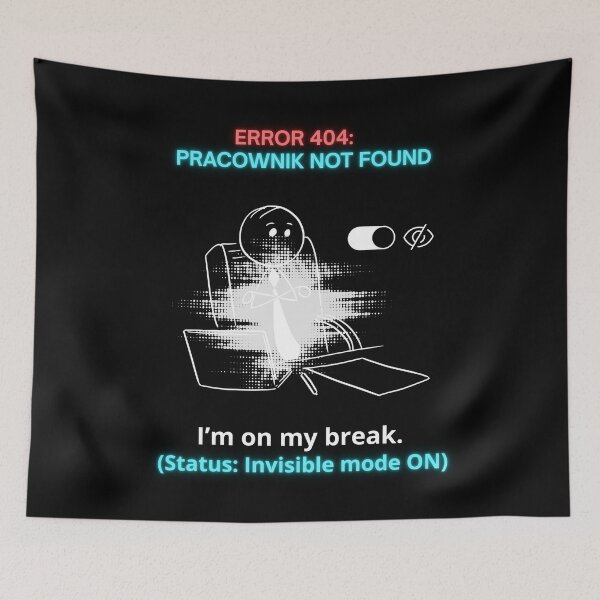 Item preview, Black ERROR 404 Pracownik Not Found - Funny Polinglish Office Humor Polish Gift designed and sold by VibePolinglish.