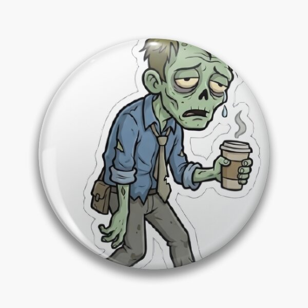 Item preview, Exhausted Zombie Commuter Holding Coffee Cartoon Design designed and sold by Kalsaver.
