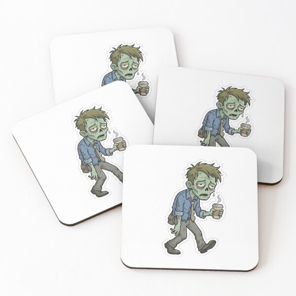 Item preview, Exhausted Zombie Commuter Holding Coffee Cartoon Design designed and sold by Kalsaver.