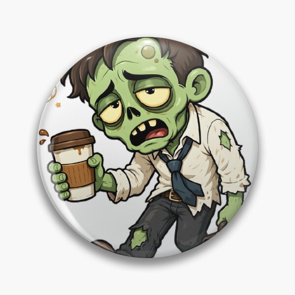 Item preview, Tired Zombie Office Worker With Coffee Funny Cartoon Sticker designed and sold by Kalsaver.