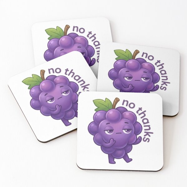 Item preview, Grape “No Thanks” Kawaii Sticker – Polite Reaction designed and sold by Dakochaaan.
