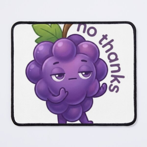Item preview, Grape “No Thanks” Kawaii Sticker – Polite Reaction designed and sold by Dakochaaan.
