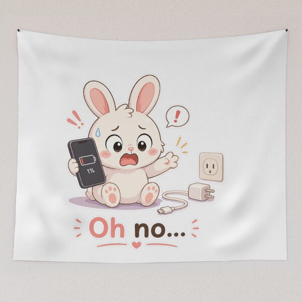 Item preview, Bunny Low Battery Oh No Charging Fail Moment designed and sold by Sadia  Jannat.