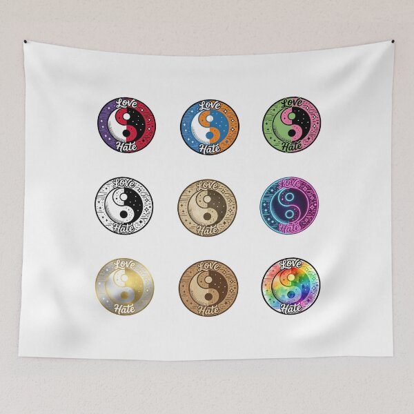 Item preview, Love Hate Ying Yang Art Print – 9 Aesthetic Designs | Spiritual Balance Symbol Graphic Tee Sticker Gift designed and sold by SideKickCreates.