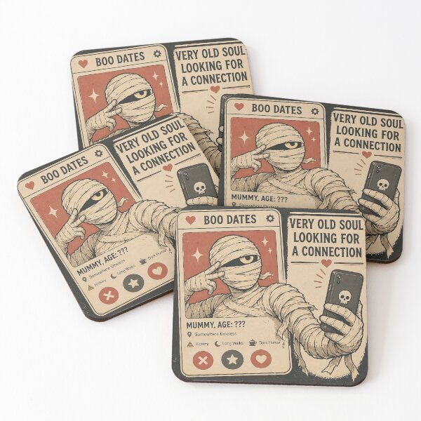 Item preview, Mummy Dating App Profile Vintage Halloween Sticker designed and sold by Kalsaver.