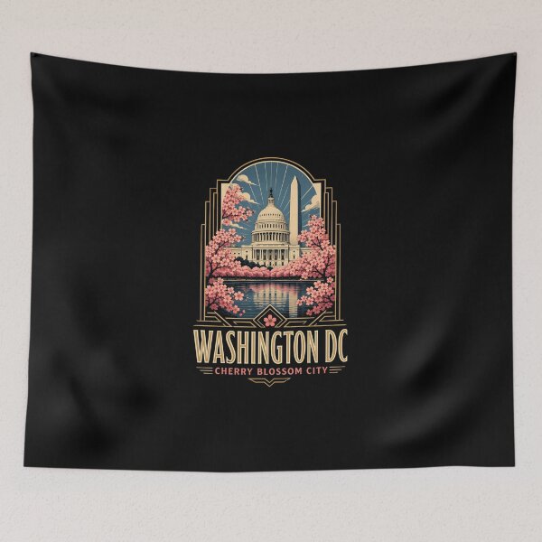 Item preview, Washington DC Cherry Blossom City Art Deco designed and sold by Fenay Designs.