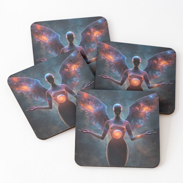 Item preview, Cosmic Angel - Swirling Galaxy Winged Goddess Surreal Art designed and sold by UnRealS.
