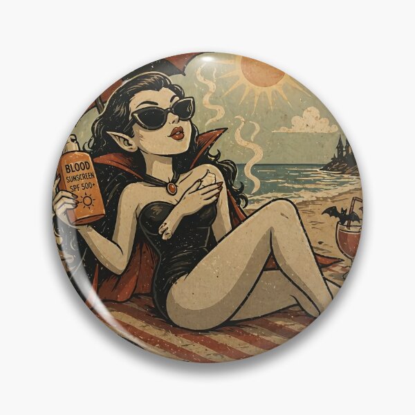 Item preview, Vintage Vampire Beach Girl Gothic Summer Sticker designed and sold by Kalsaver.