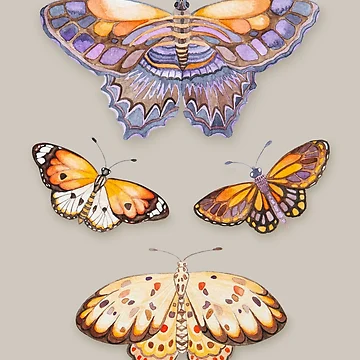 Artwork thumbnail, Butterfly Watercolour pattern art by Ruta