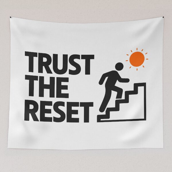 Item preview, Trust The Reset Minimalist Motivational Stair Climber Illustration designed and sold by FunFitLife Studio.
