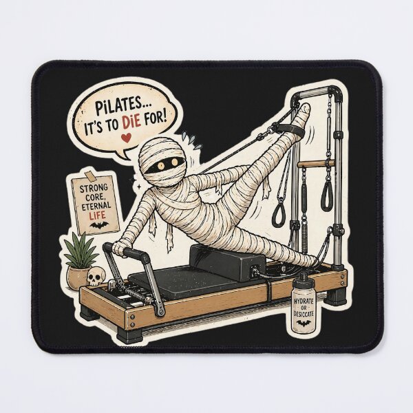 Item preview, Mummy Pilates Funny Halloween Fitness Sticker designed and sold by Kalsaver.