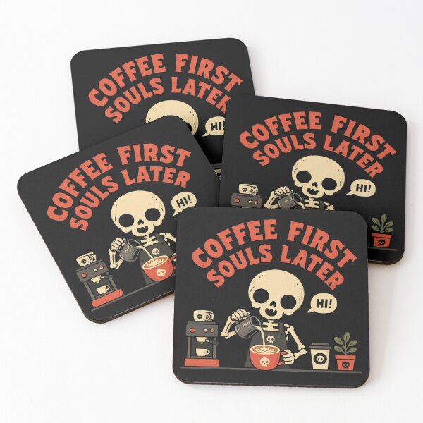 Item preview, Coffee First Souls Later Funny Skeleton Barista Shirt designed and sold by Kalsaver.
