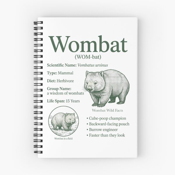 Item preview, Vintage Wombat Animal Facts Retro Wildlife Biology Australian Marsupial designed and sold by FreshVibe Prints.