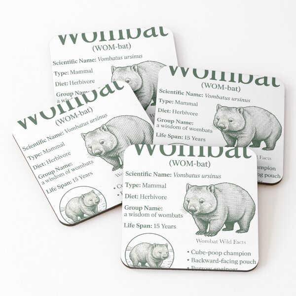 Item preview, Vintage Wombat Animal Facts Retro Wildlife Biology Australian Marsupial designed and sold by FreshVibe Prints.