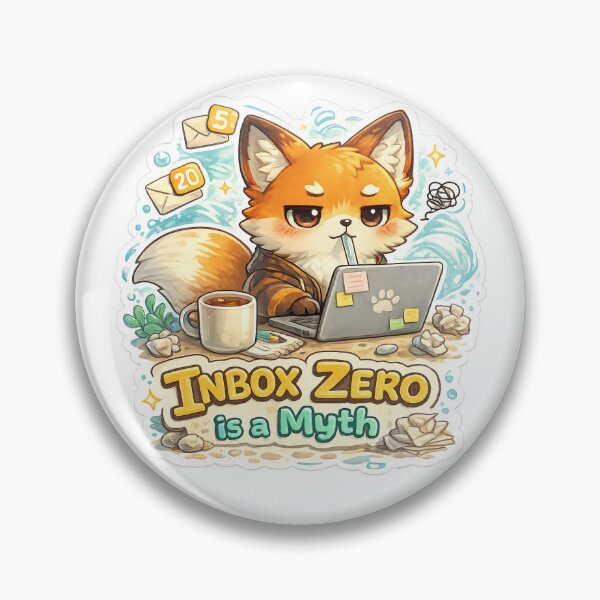 Item preview, Fox with Laptop Sticker – “Inbox Zero is a Myth” designed and sold by SparkVault.