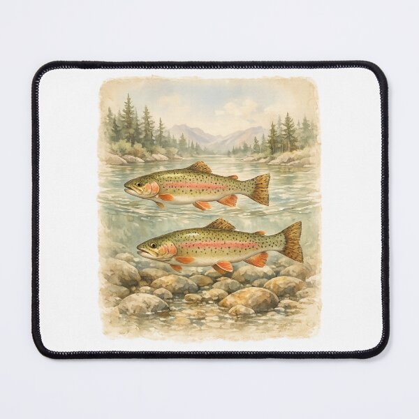 Item preview, Vintage Trout 90s Fishing, Mountain River Landscape, Retro Fisherman Outdoor Graphic, Fisherman Gift designed and sold by faridman.