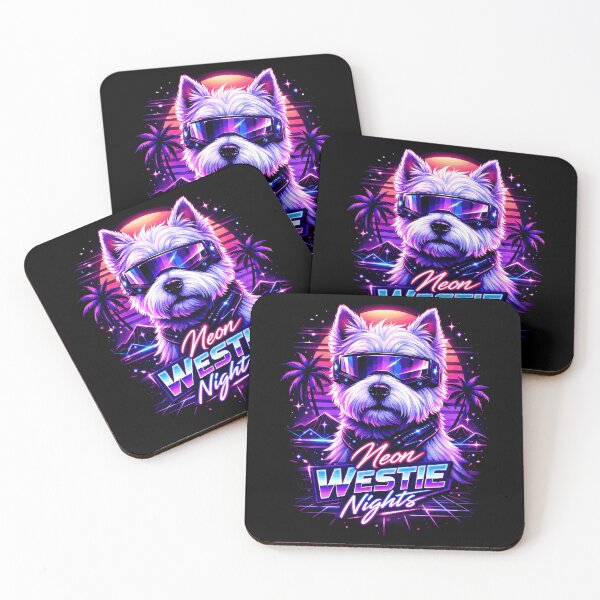 Item preview, Neon Westie Nights – Cyber Dog with Sunglasses designed and sold by Pineapple-Tree.