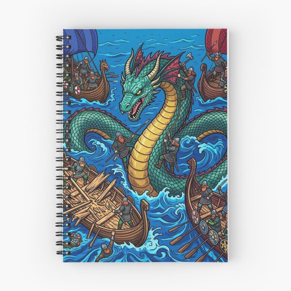 Item preview, Viking Sea Serpent Battle – Norse Kraken Attack Illustration designed and sold by iamhewho.