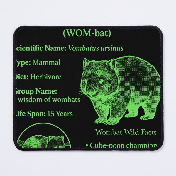 Item preview, Vintage Wombat Animal Facts Retro Wildlife Biology Australian Marsupial designed and sold by FreshVibe Prints.
