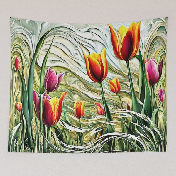 Item preview, Tulips in swaying grass designed and sold by George Hutton Hunter.