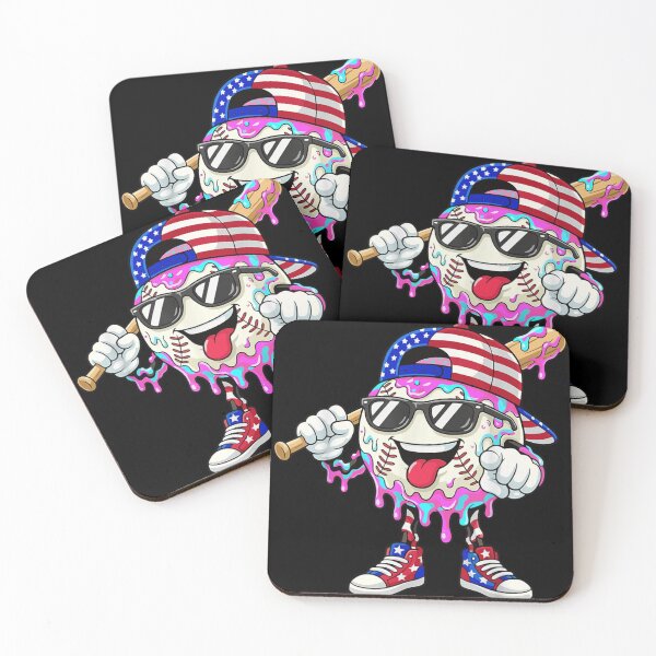 Item preview, Cool Melting Baseball Character Wearing American Flag Hat 4th Of July designed and sold by MariCanal.