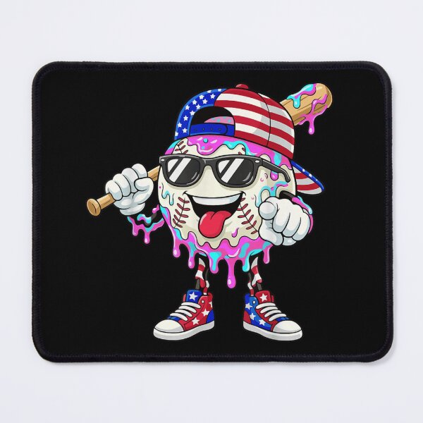 Item preview, Cool Melting Baseball Character Wearing American Flag Hat 4th Of July designed and sold by MariCanal.