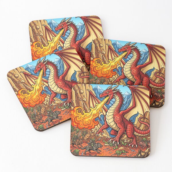 Item preview, Fire Dragon vs Goblins – Fantasy Battle Illustration designed and sold by iamhewho.