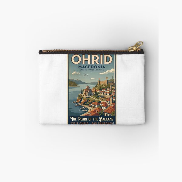 Item preview, Ohrid Macedonia Retro Travel Poster designed and sold by FlatlineArtCo.