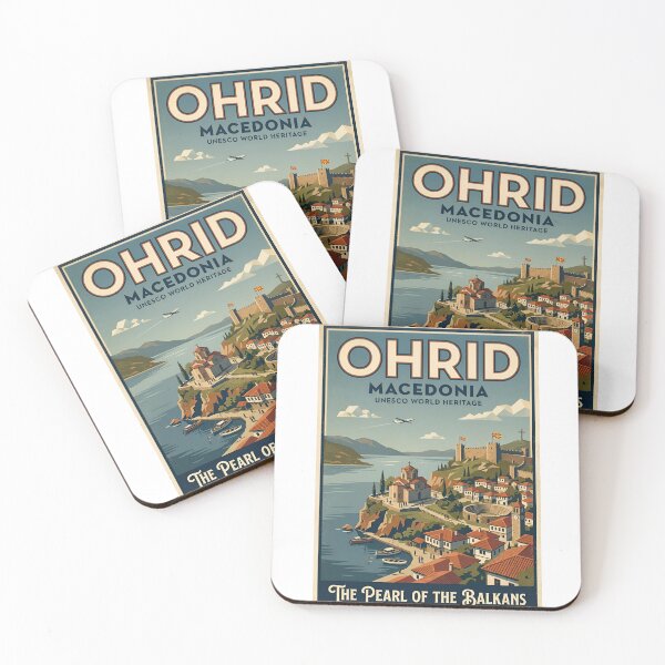 Item preview, Ohrid Macedonia Retro Travel Poster designed and sold by FlatlineArtCo.