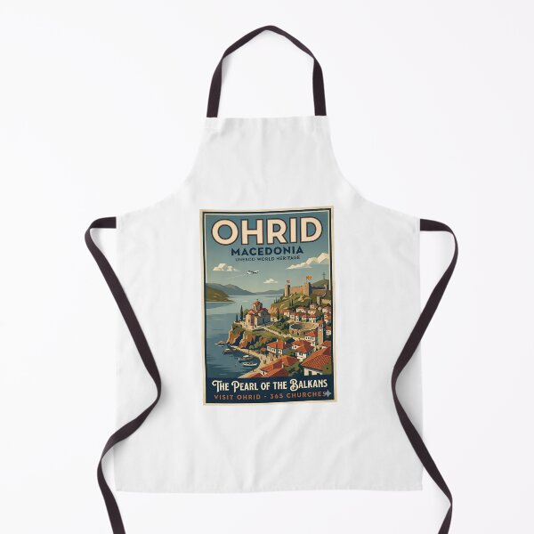 Item preview, Ohrid Macedonia Retro Travel Poster designed and sold by FlatlineArtCo.