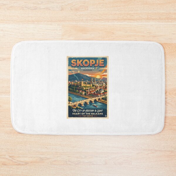 Item preview, Skopje Macedonia Retro Travel Poster designed and sold by FlatlineArtCo.
