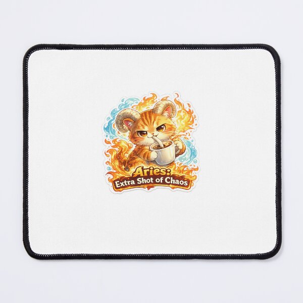 Item preview, Aries Cat Sticker – “Extra Shot of Chaos” Fiery Tabby with Espresso designed and sold by SparkVault.