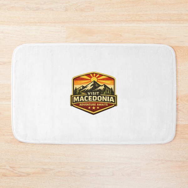 Item preview, Macedonia Mountains Retro Travel Emblem designed and sold by FlatlineArtCo.