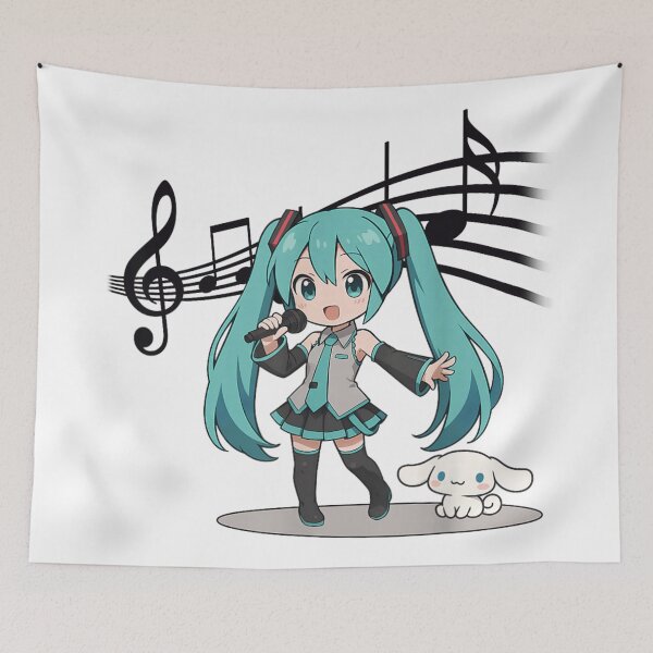 Item preview, Kawaii Anime Singer Teal Hair Girl With Cute Puppy Music Melody Art designed and sold by WilliaMaler.