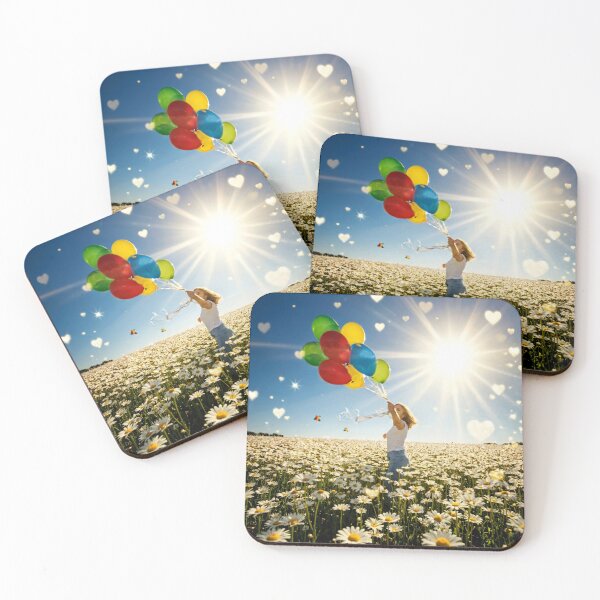Item preview, ​Girl with Colorful Balloons in Daisy Field designed and sold by NadinGerasi.