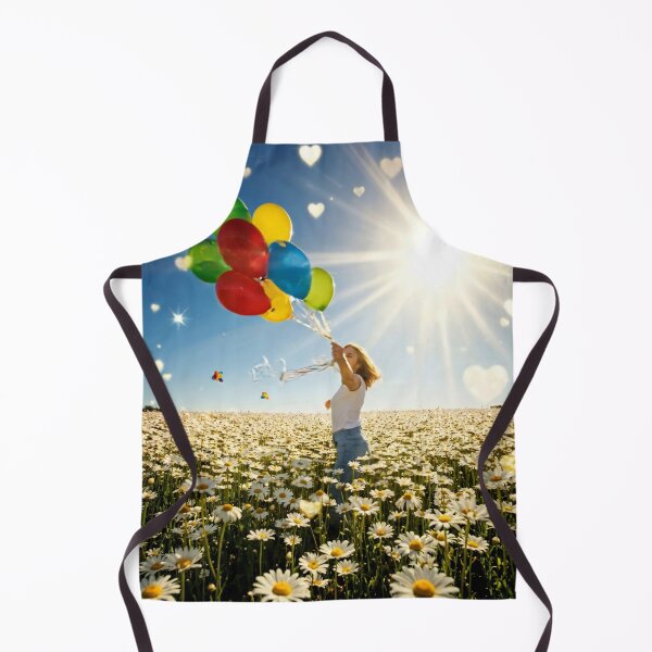 Item preview, Girl with Colorful Balloons in Daisy Field designed and sold by NadinGerasi.